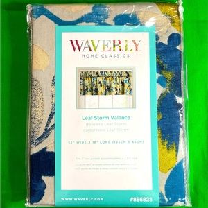 New Waverly Home Classics Leaf Storm Indigo Valance 52" X 18" Blue Gold Beige